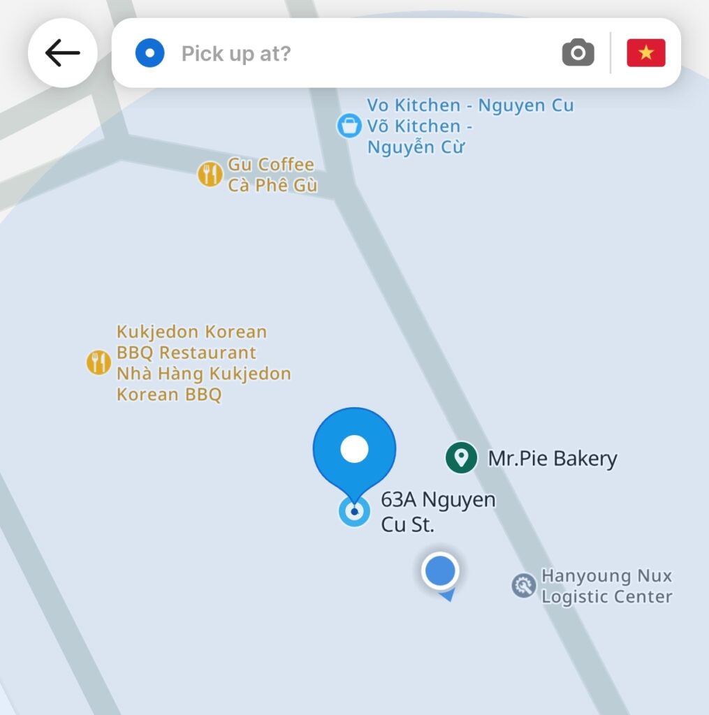 Utiliser Grab au Vietnam : choisir son lieu de pick-up