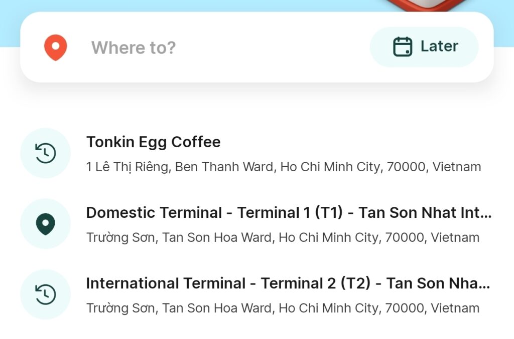 Utiliser Grab au Vietnam : choisir sa destination